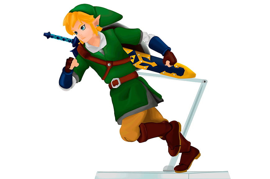 3D Render of Zelda Hero Link Running with Sword and Shield