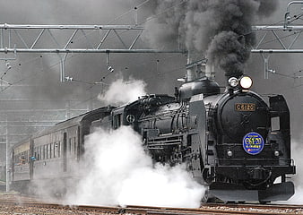 Vintage Black Steam Locomotive C61 20 with Smoke
