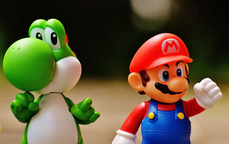 Mario and Yoshi Plastic Figures Close-Up