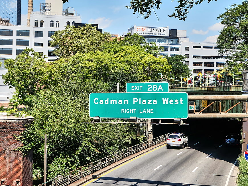 Cadman Plaza West Highway Exit Sign in Brooklyn