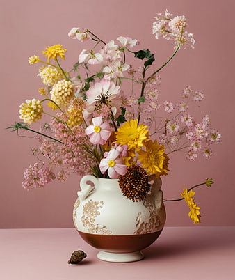 Colorful Wildflower Bouquet in Decorative Ceramic Vase
