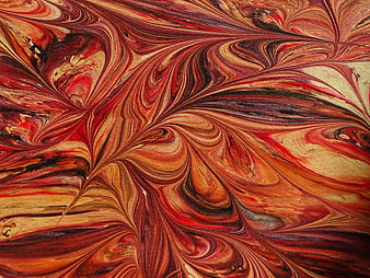 Red and Gold Marbled Paper Pattern
