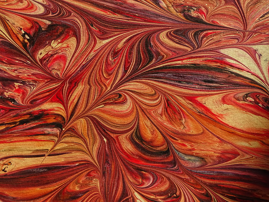 Red and Gold Marbled Paper Pattern