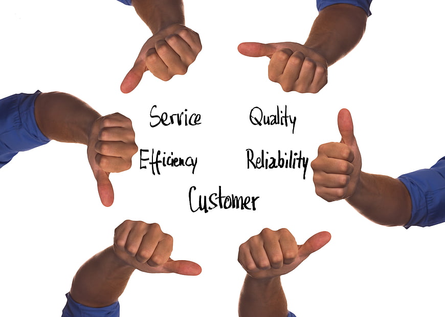 Customer Service Concept With Thumbs Up And Down Gestures