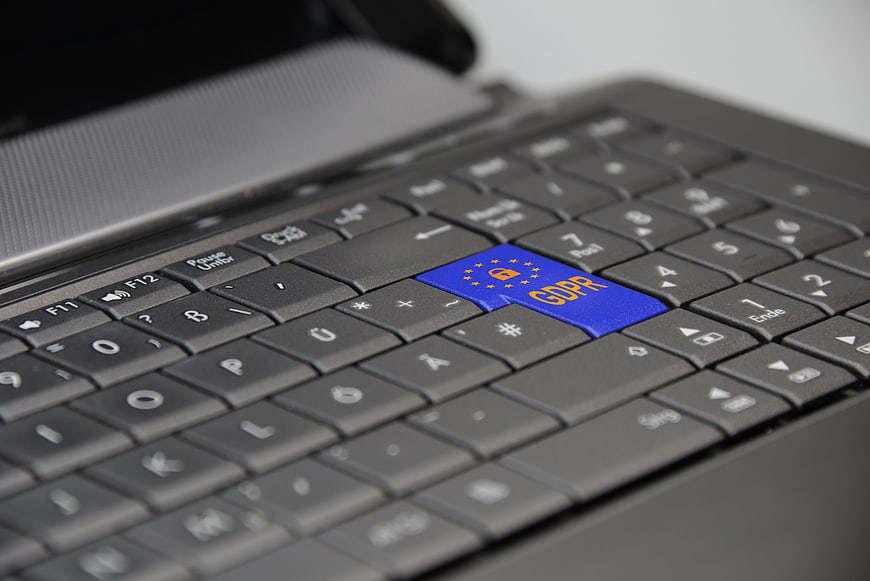GDPR Keycap on Laptop Keyboard for Data Privacy Concept