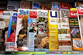 Colorful German Magazine Rack Display
