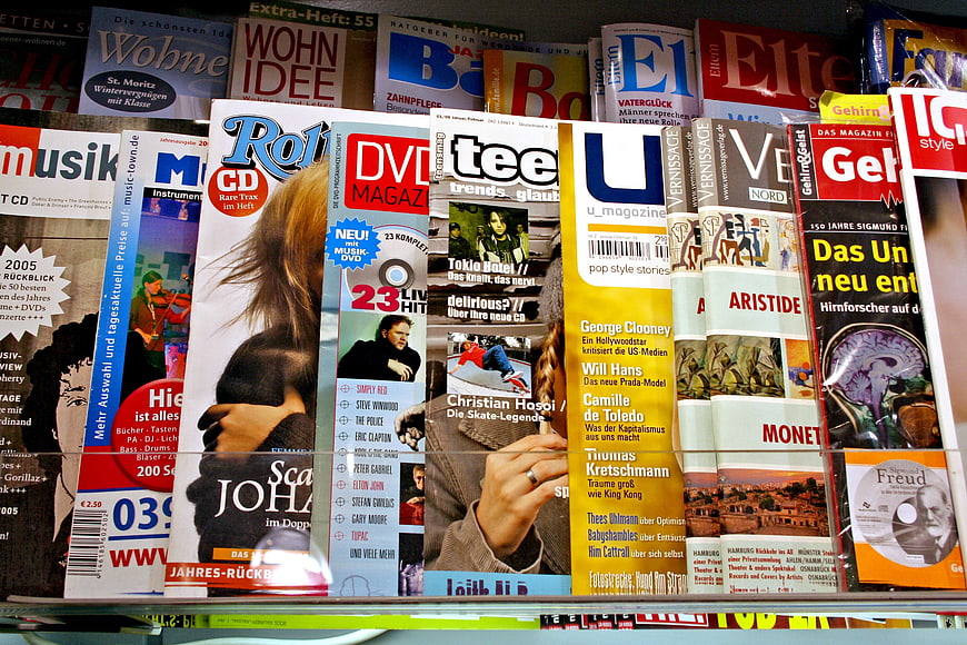 Colorful German Magazine Rack Display