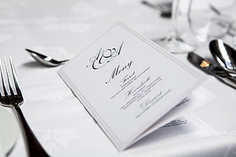 Elegant Wedding Menu Card on Formal Table Setting