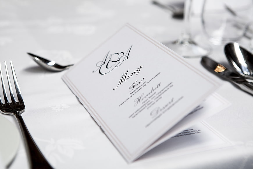Elegant Wedding Menu Card on Formal Table Setting