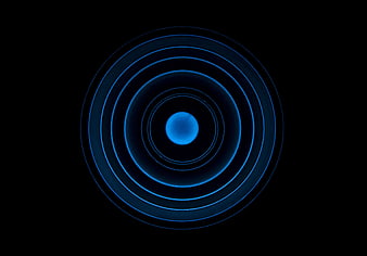 Abstract Blue Concentric Circles on Black Background
