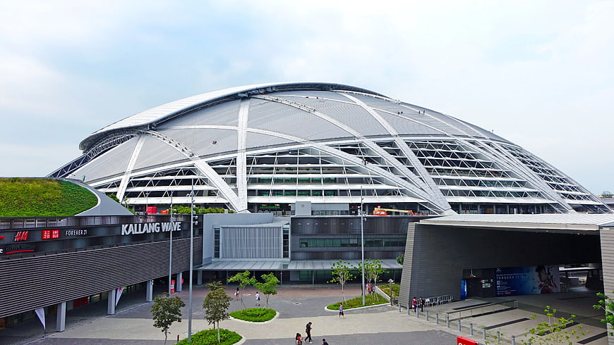 Kallang Wave Mall and Singapore Sports Hub Dome Exterior
