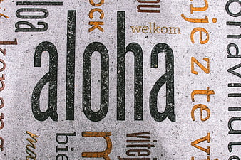 Aloha Text on Textured Concrete Wall Background