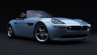 Blue BMW Z8 Roadster 3D Render on Dark Background