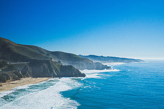 Aerial View of Pacific Coast Highway Cliffs and Ocean