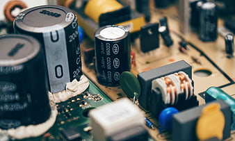 Close-up of electronic components on a circuit board