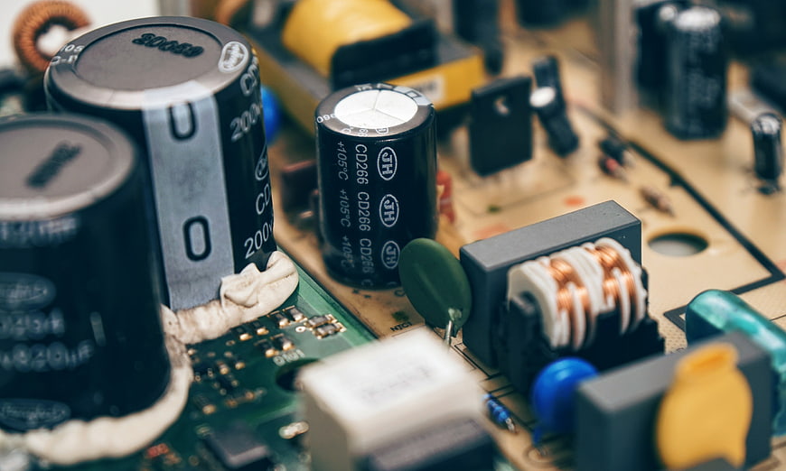 Close-up of electronic components on a circuit board