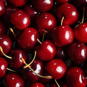 Fresh Red Cherries Close-Up Background