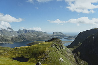 Scenic Lofoten Islands Mountain Ridge Landscape with Fjord