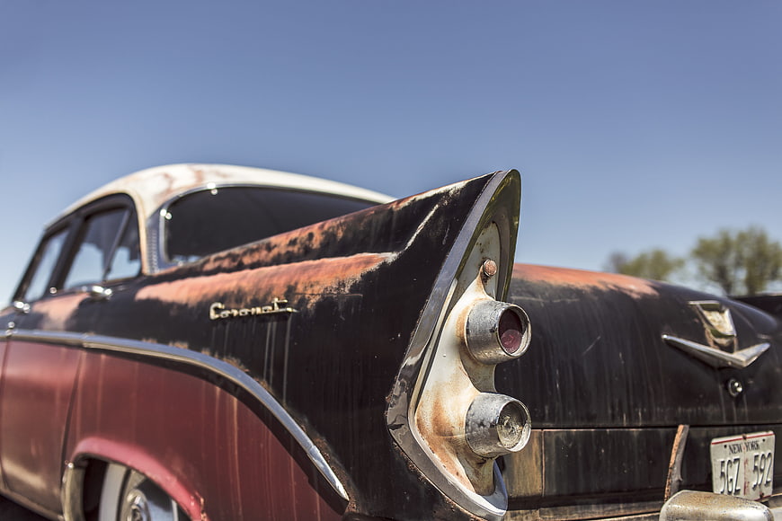 Rear Detail of Rusty Vintage 1950s Chevrolet Car