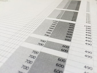 Close-up of financial spreadsheet with numerical data and grid lines