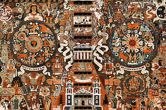 UNAM Library Mural Detail with Ptolemy and Copernicus Celestial Maps