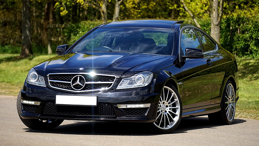 Black Mercedes-Benz C-Class Coupe on Road