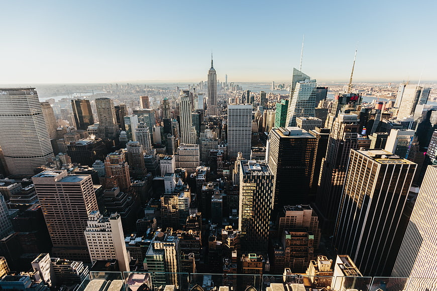 Aerial View of Manhattan Skyline with Empire State Building