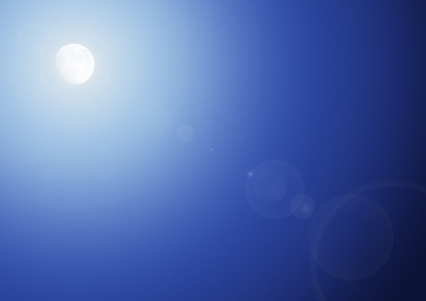 Full Moon in Blue Sky with Lens Flare Background