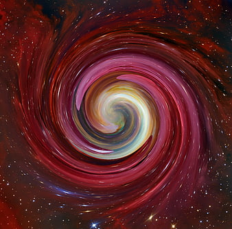 Vibrant Red Spiral Galaxy Abstract Space Artwork