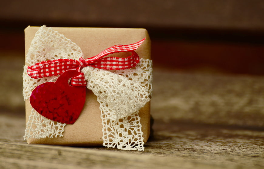 Rustic Gift Box with Lace and Red Heart