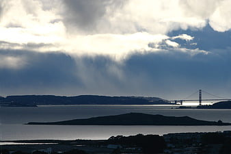 Dramatic Clouds Over San Francisco Bay and Bay Bridge