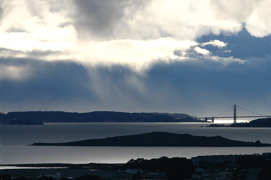 Dramatic Clouds Over San Francisco Bay and Bay Bridge