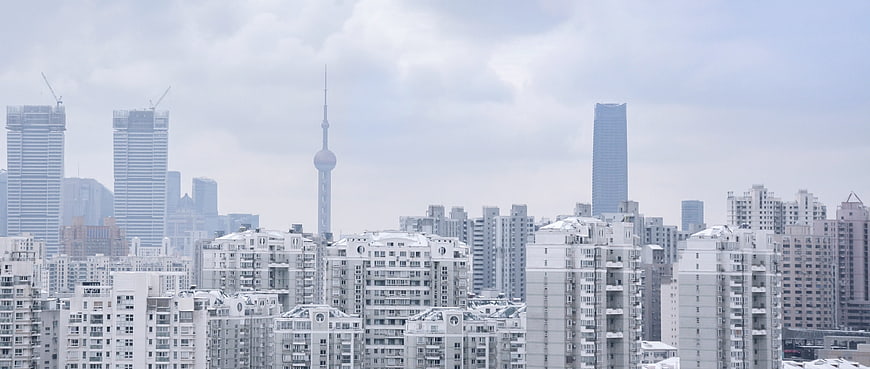Shanghai Skyline with Oriental Pearl Tower and Residential Buildings