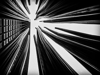Black and white low angle view of Petronas Towers Kuala Lumpur