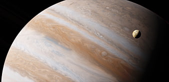 Jupiter and Io Moon in Space