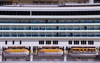 Cruise ship balconies and lifeboats