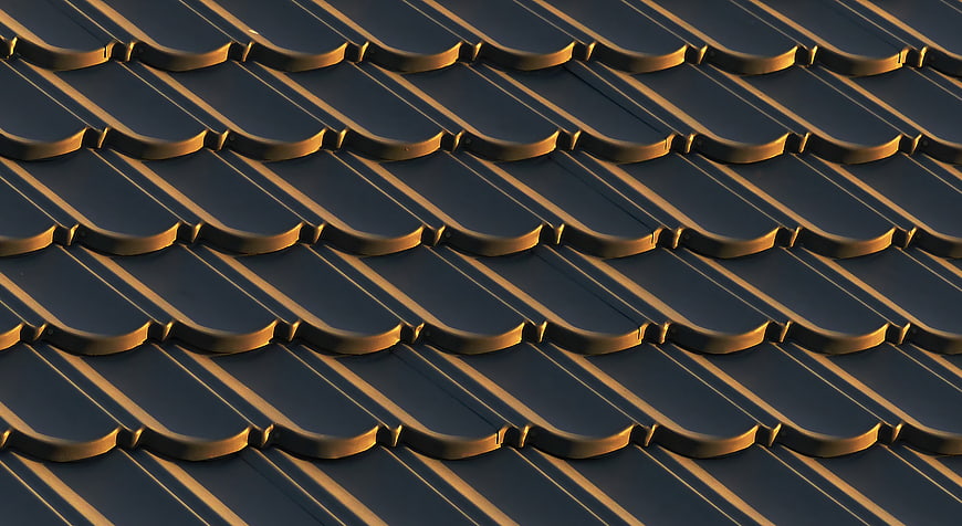 Golden Hour Light on Dark Roof Tiles Pattern