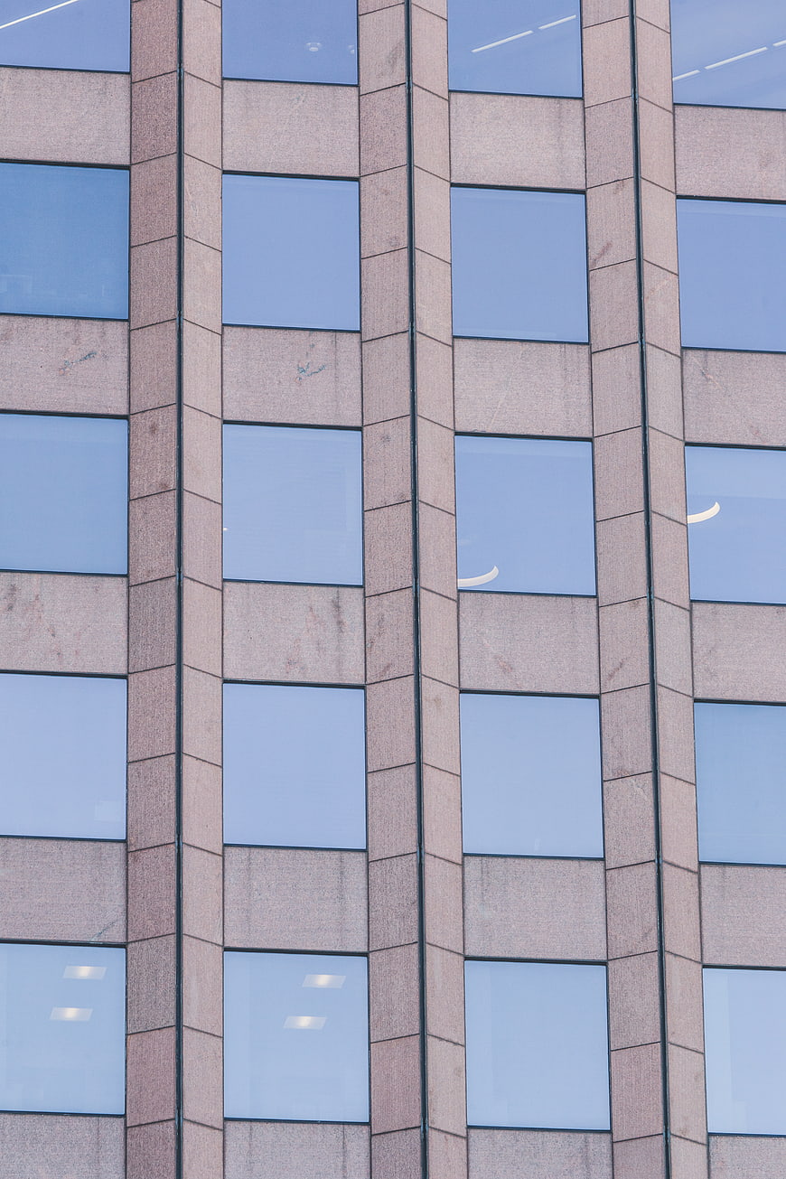 Modern Office Building Facade with Glass Windows
