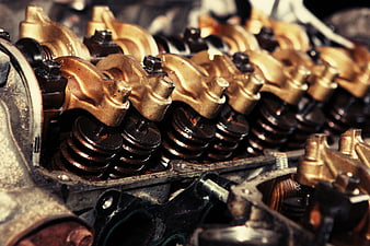 Close-up of Engine Valves and Springs in Industrial Machinery