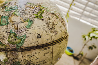 Vintage Globe Map Showing Middle East and Asia