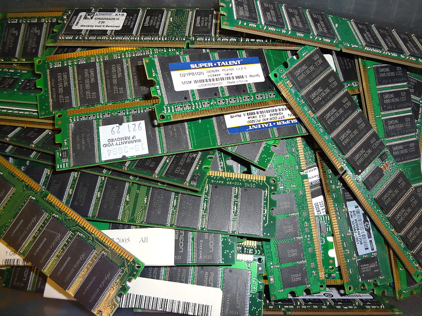 Pile of Used Computer RAM Memory Sticks and Circuit Boards