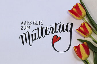 Happy Mother's Day Calligraphy With Tulips
