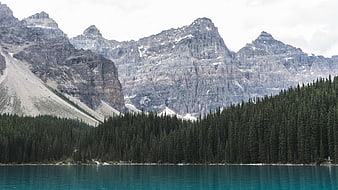 Majestic Rocky Mountain Peaks Reflected in Turquoise Lake