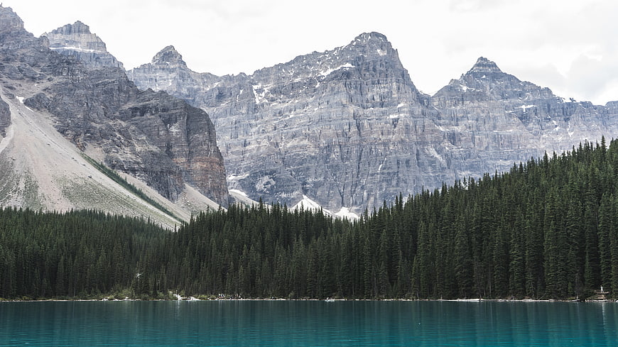 Majestic Rocky Mountain Peaks Reflected in Turquoise Lake