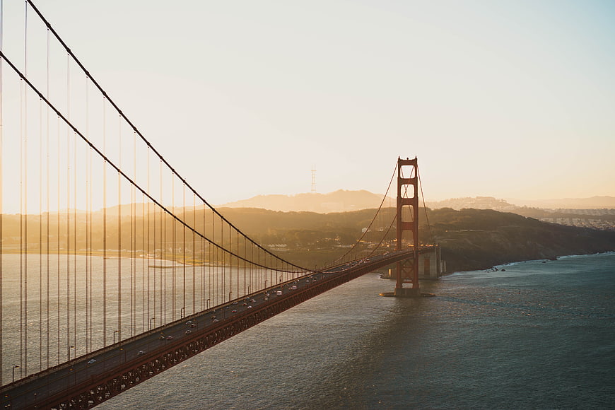 Golden Gate Bridge Sunset Aerial View San Francisco