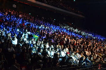 Large Audience Watching Live Concert Performance In Stadium