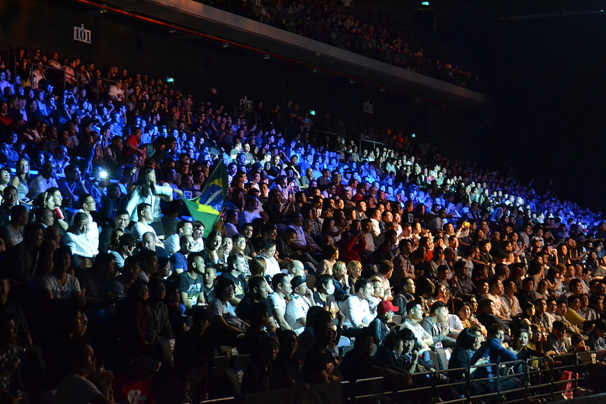 Large Audience Watching Live Concert Performance In Stadium