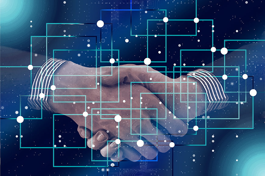 Digital handshake with blockchain network overlay concept