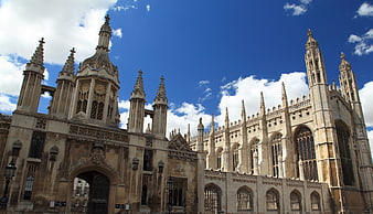 Gothic Architecture of King's College Cambridge Under Blue Sky