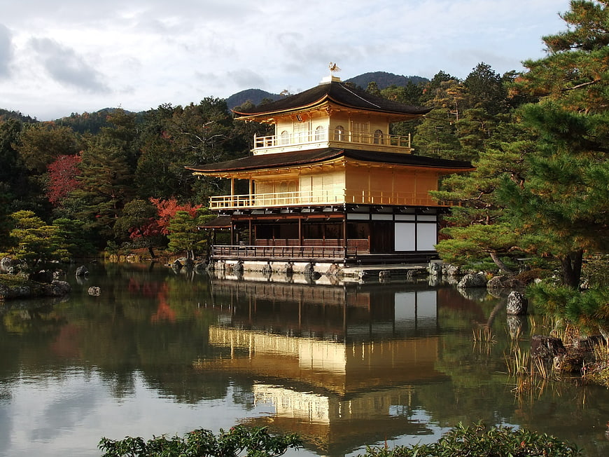 Golden Pavilion Kinkaku-ji Temple Reflection in Kyoto Japan